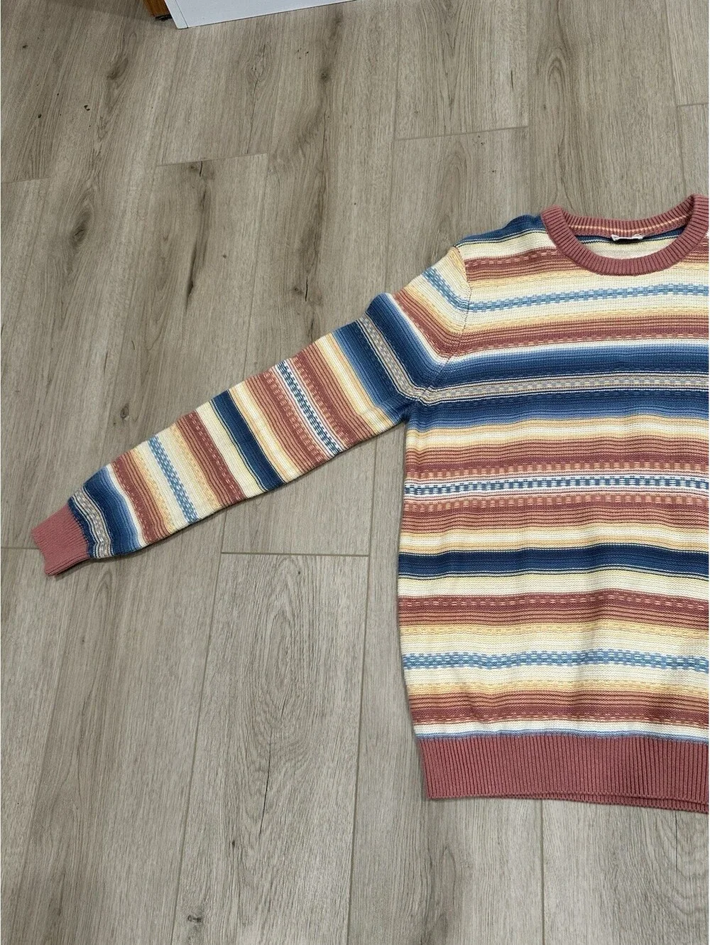 Faherty Stripe Crewneck Sweater Red Basin Ombré Men’s L Unisex Cotton - Cashmere